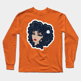 girl with black hair sticker Long Sleeve T-Shirt